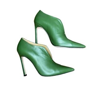 Dear Frances Green Leather Booties